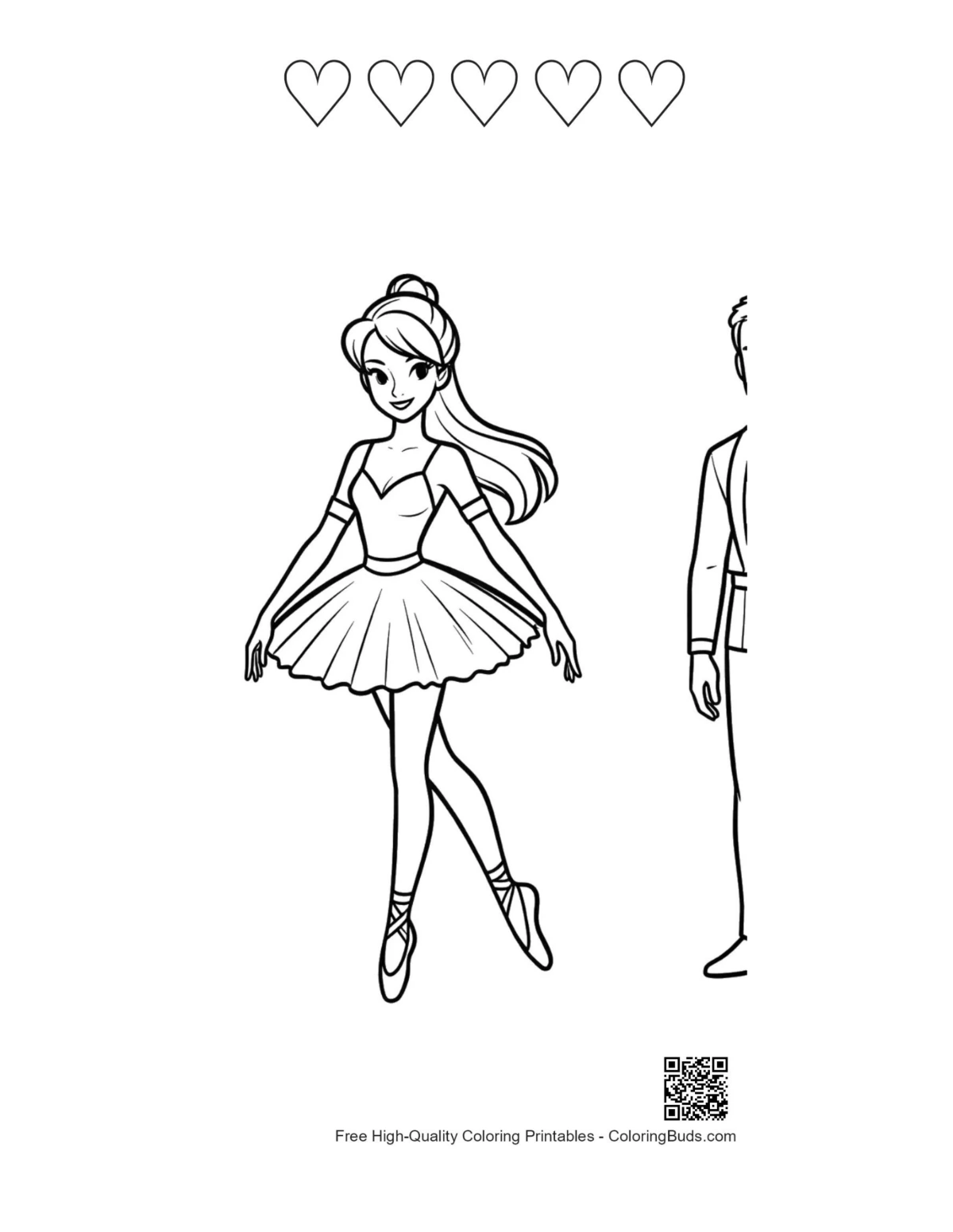 Heart-themed Ballerina Princess printable