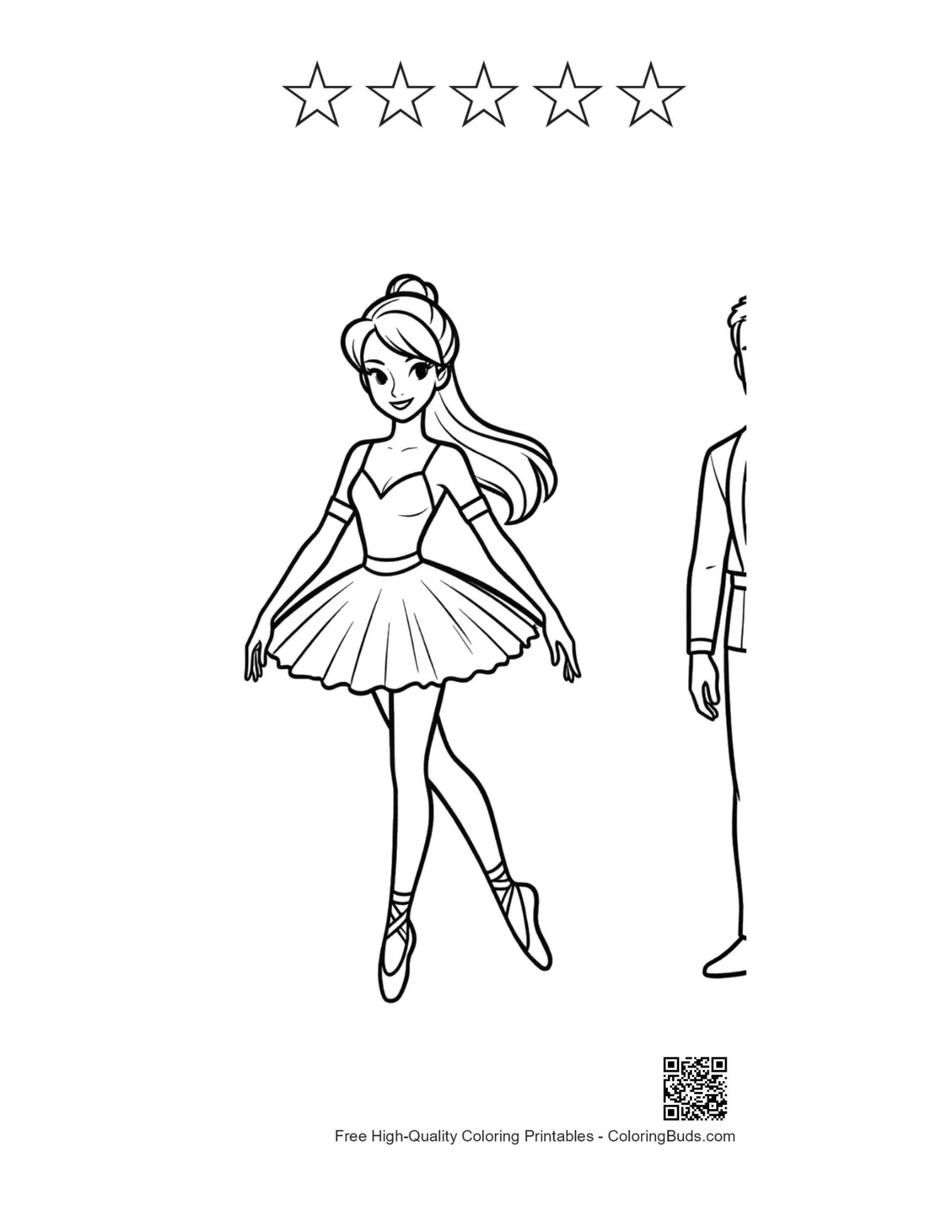 5-star Ballerina Princess printable outline