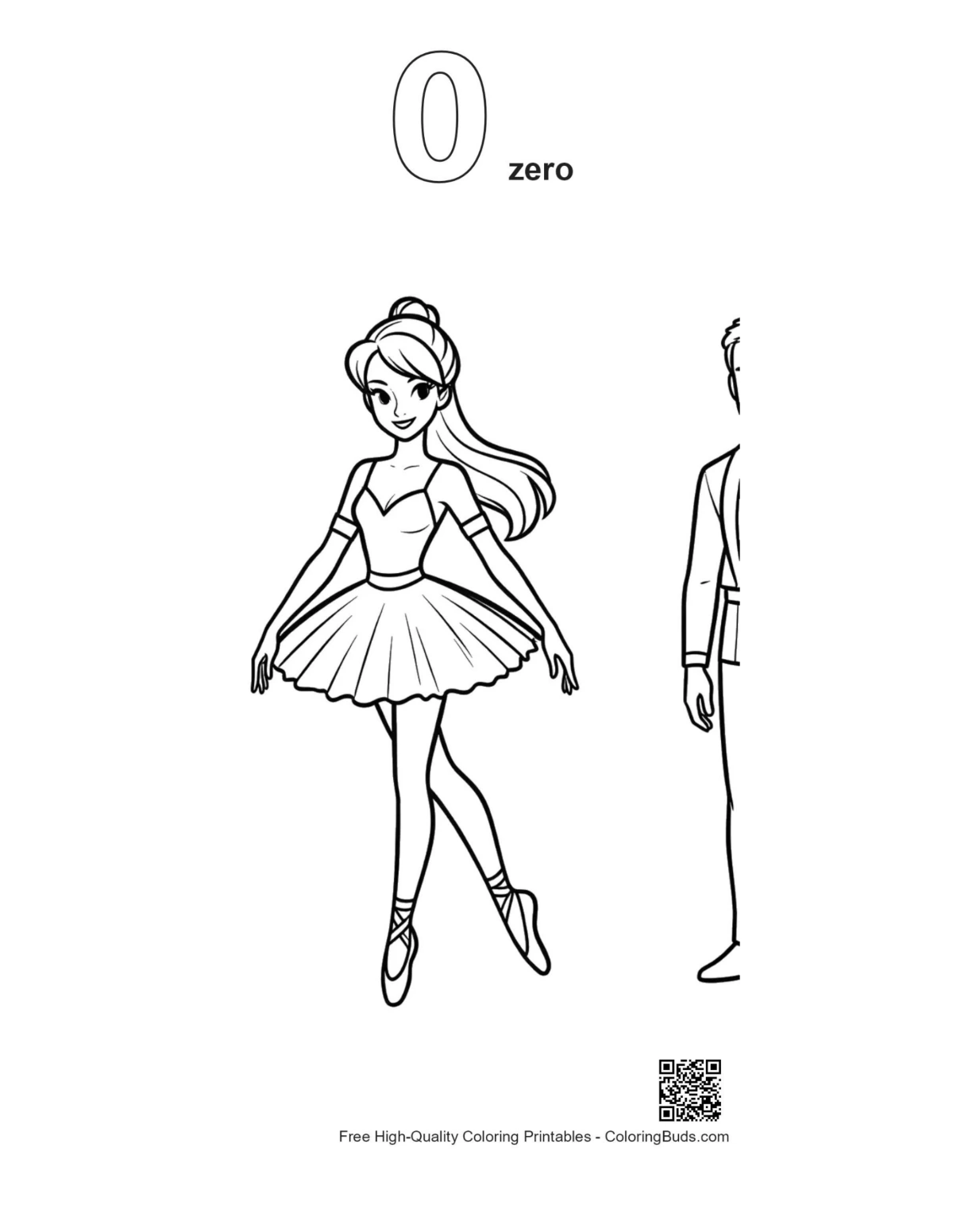 Ballerina Princess outline with number 0