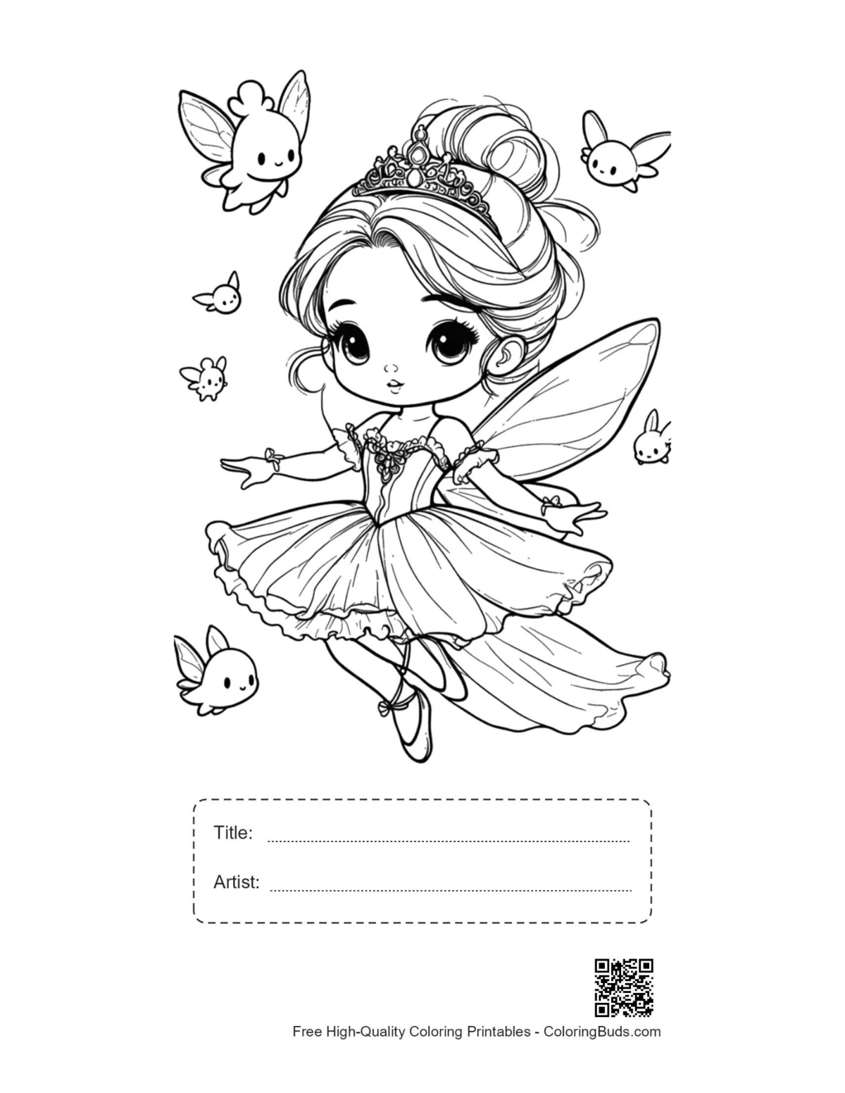 Cute ballerina princess printable with title box
