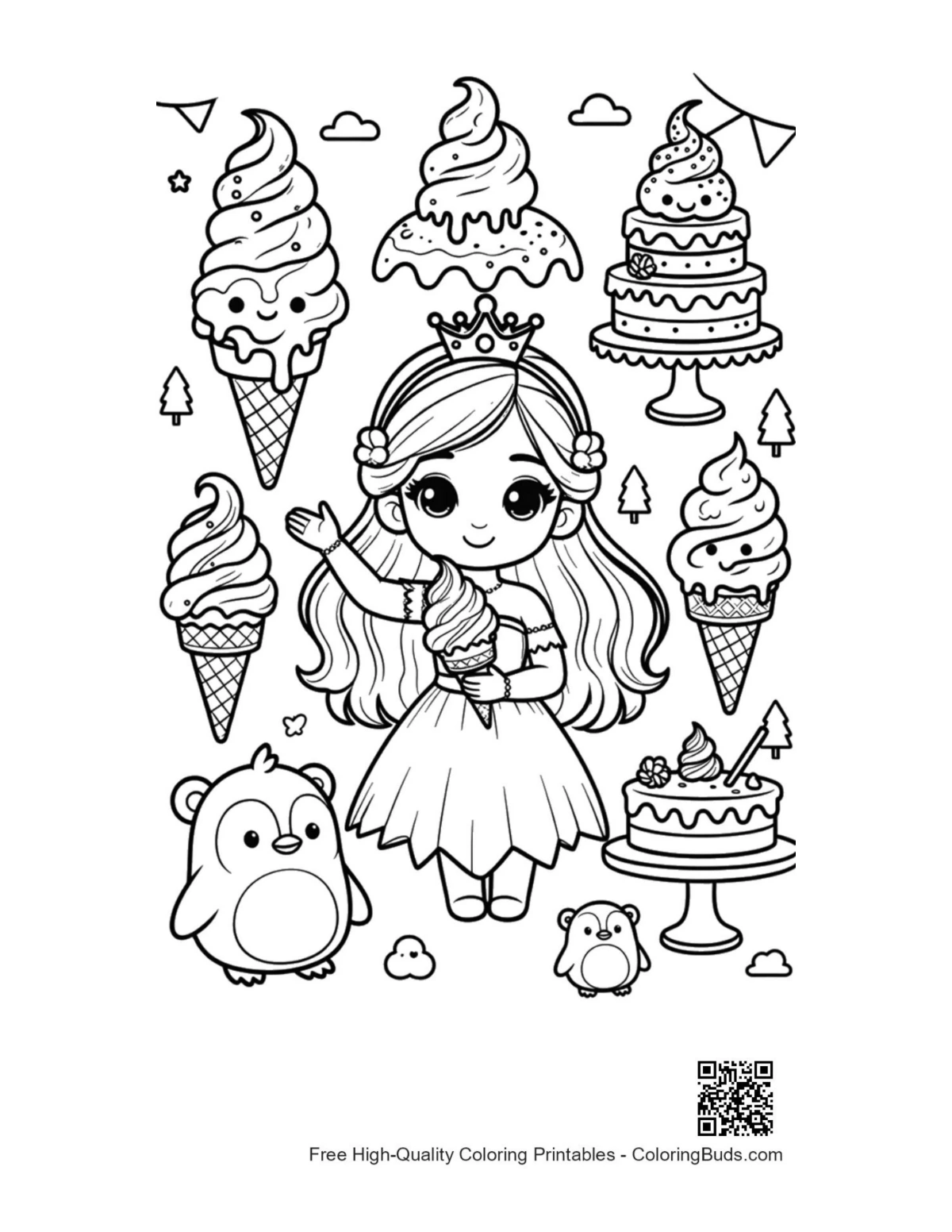 Cute ice princess printable coloring sheet