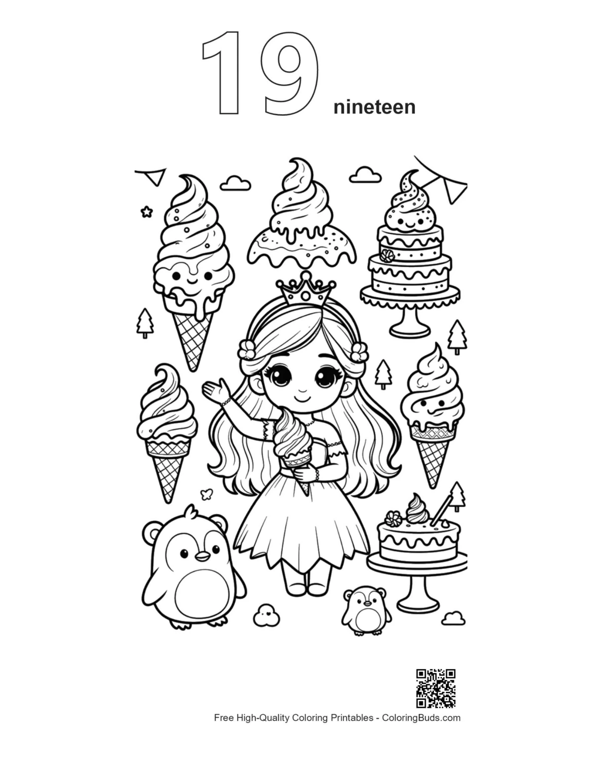 Ice princess coloring outline number 19