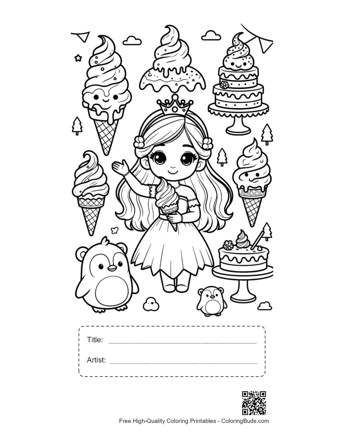 Printable ice princess sheet with title box