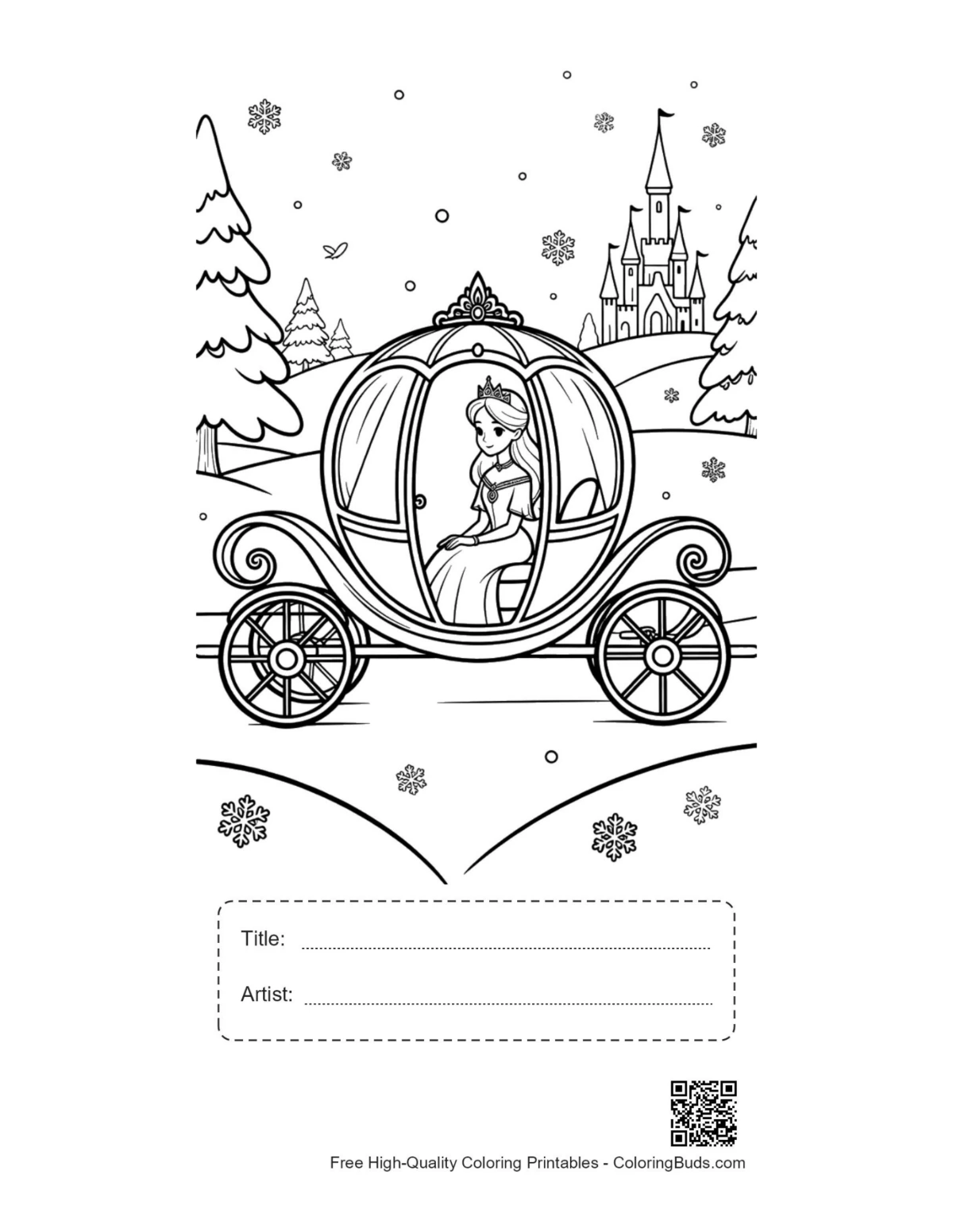 Ice princess carriage printable with title box
