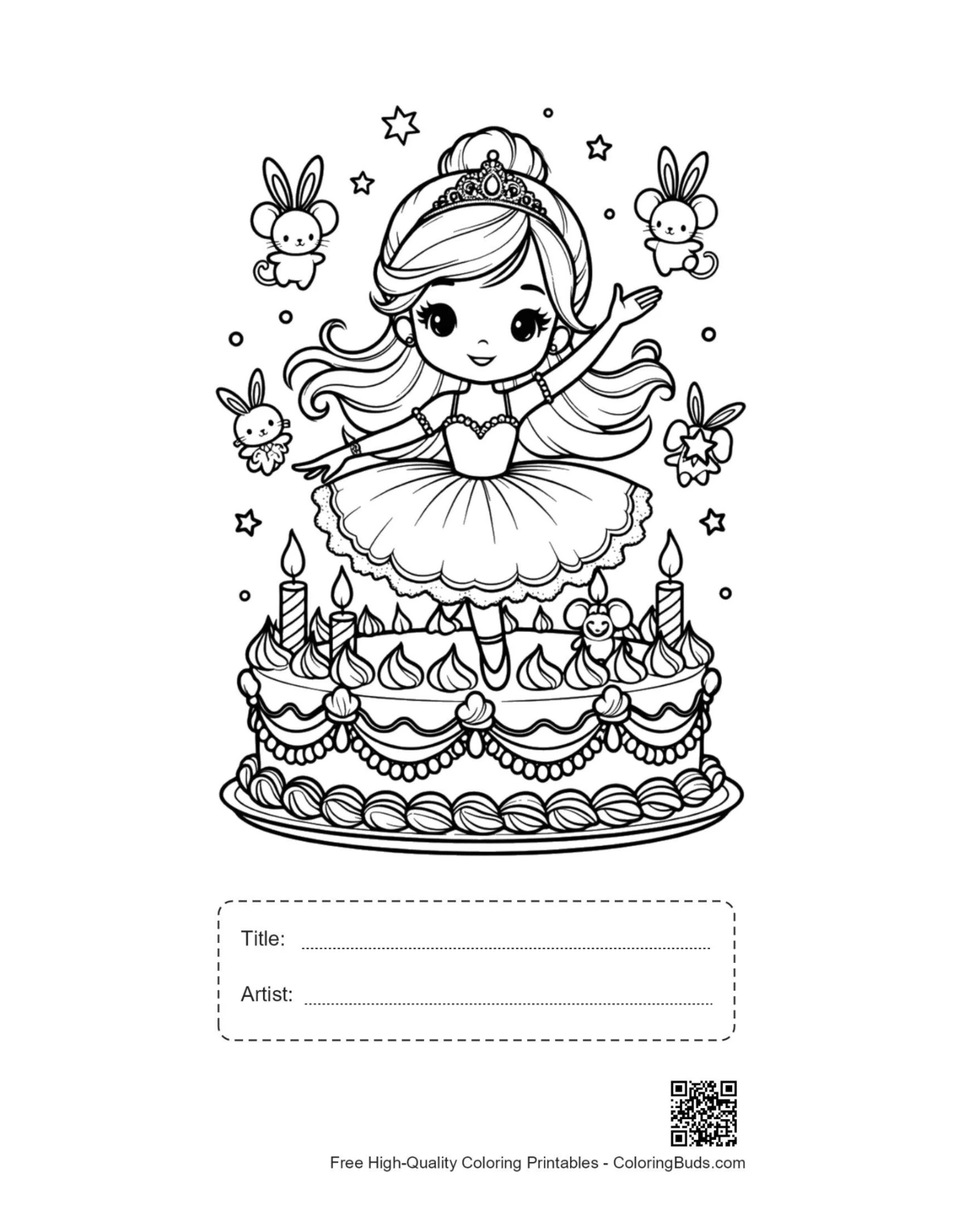 Ballerina princess printable with title artist box for kids