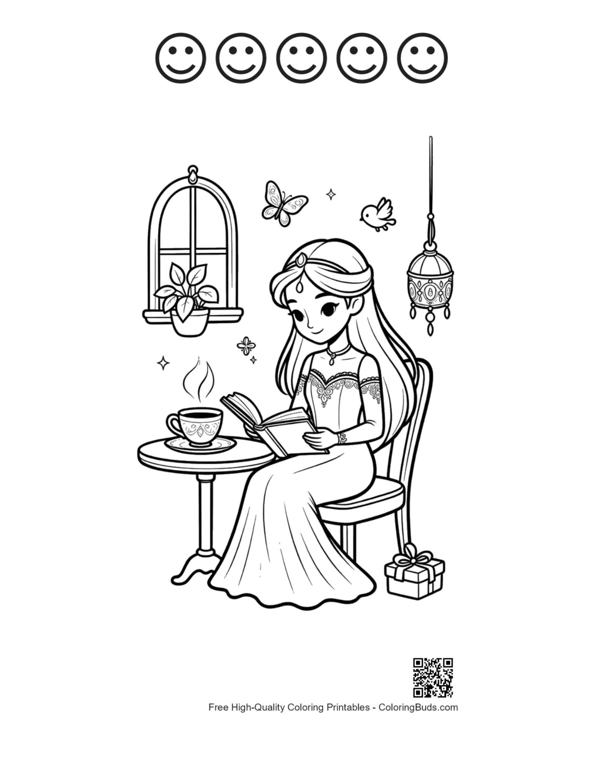 Ice princess sheet with 5 happy faces