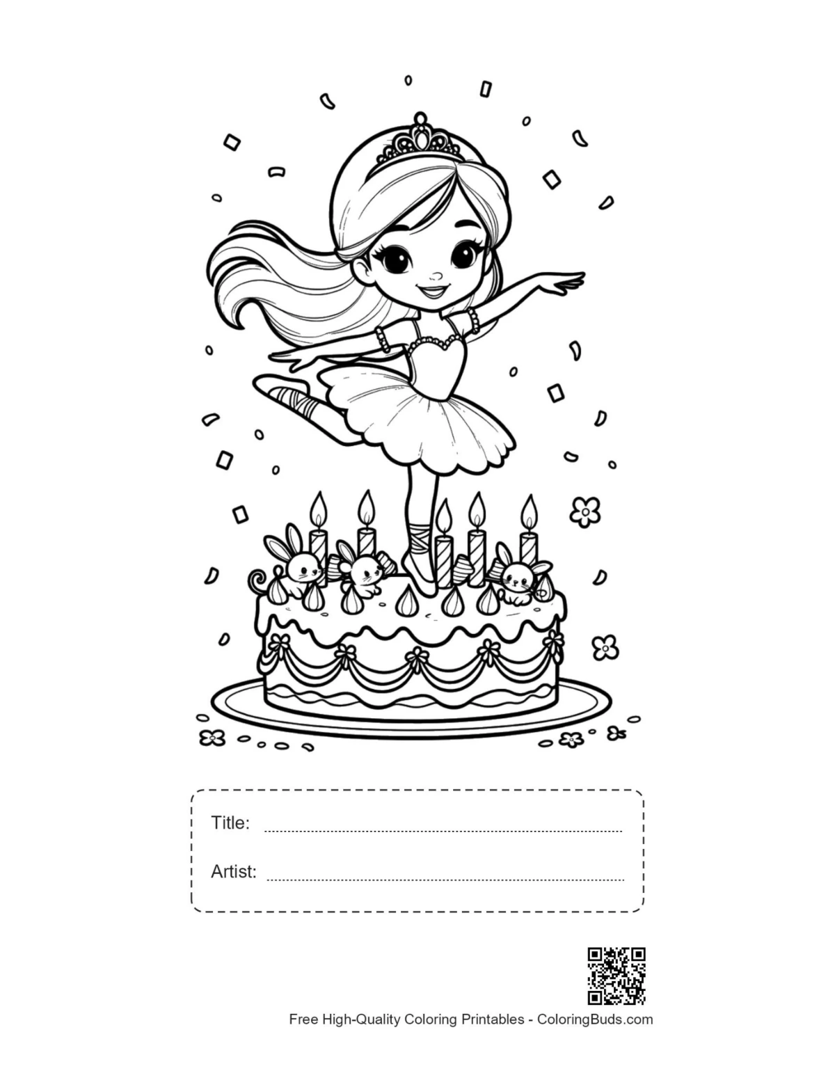 Ballerina princess printable with title box