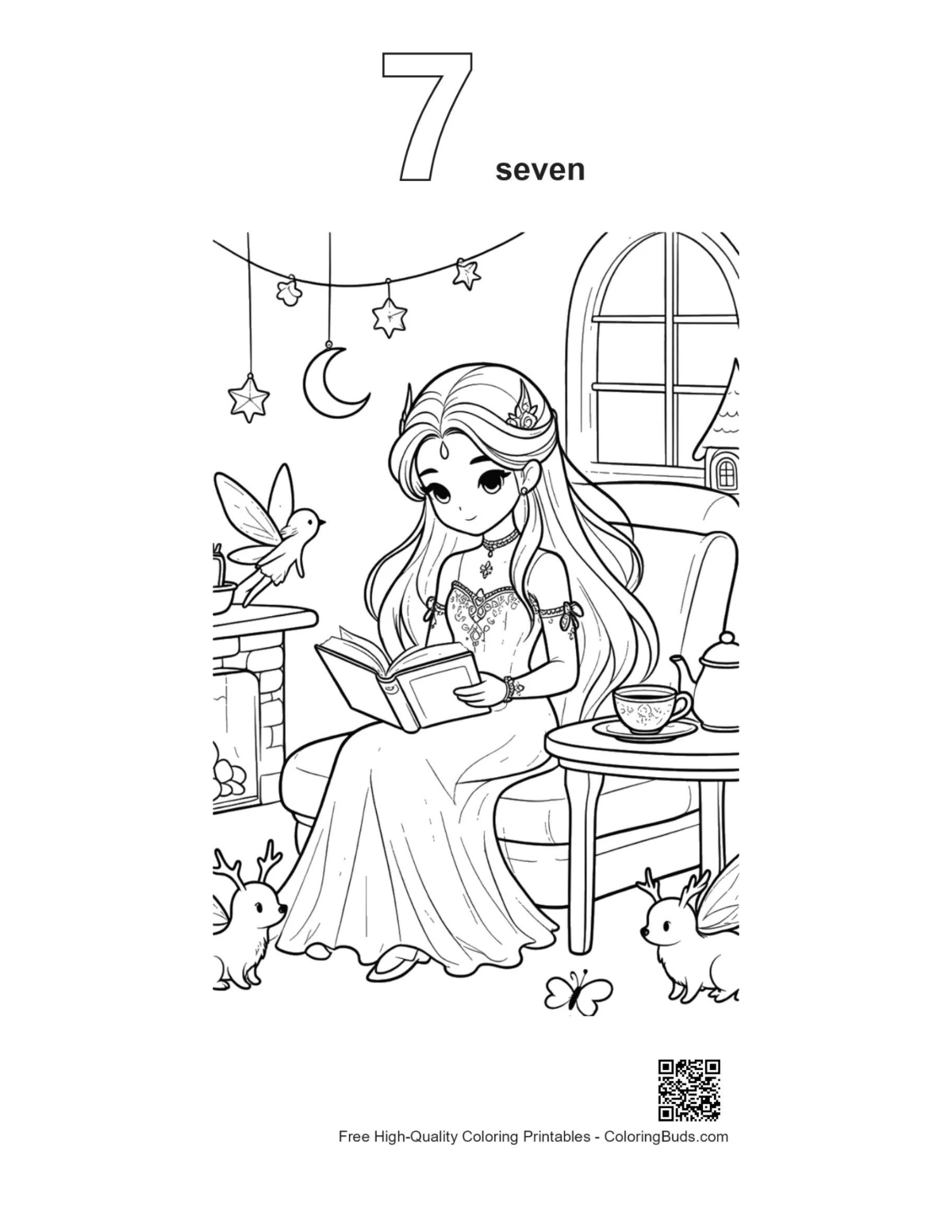 Ice princess printable outline numbered 7