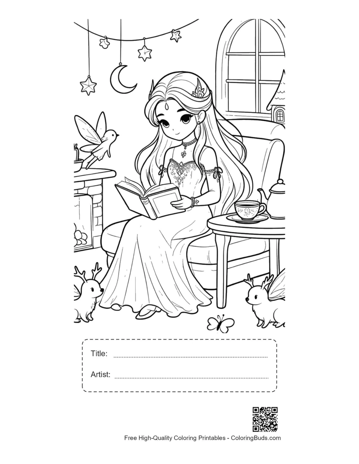 Easy ice princess printable with title box