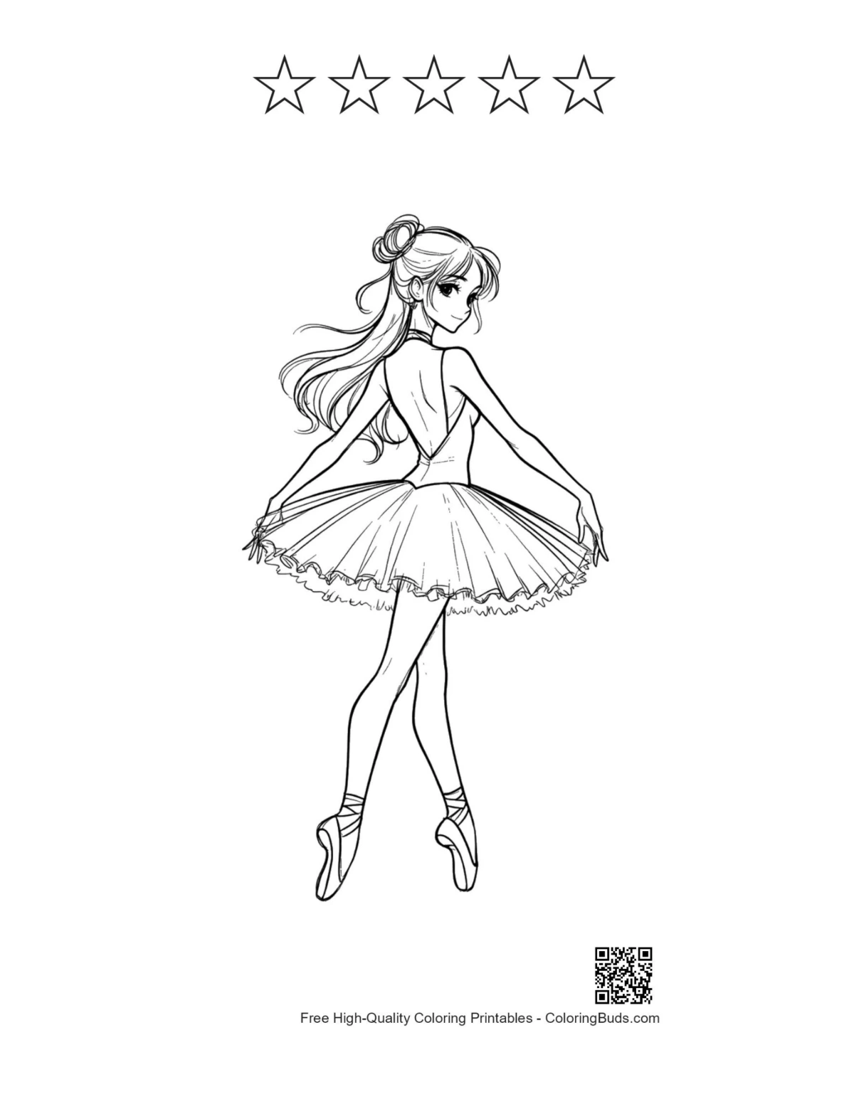 Printable with 5 stars around Ballerina Princess