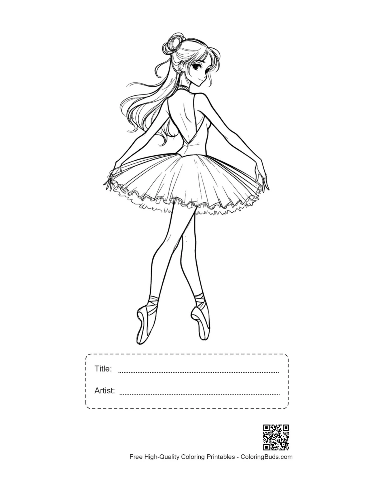 Printable Ballerina Princess sheet with title box