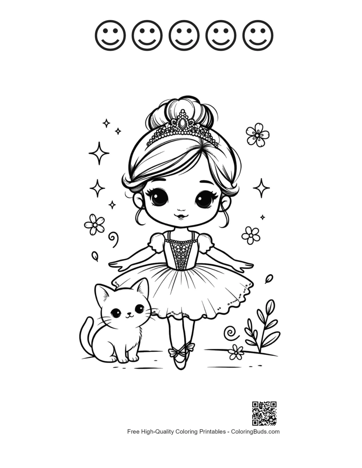 Ballerina princess garden printable with happy faces