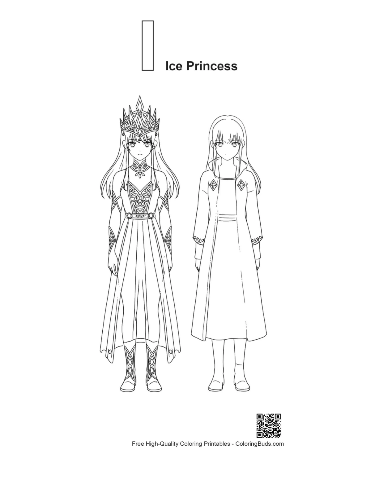 Ice Princess alphabet I outline coloring sheet
