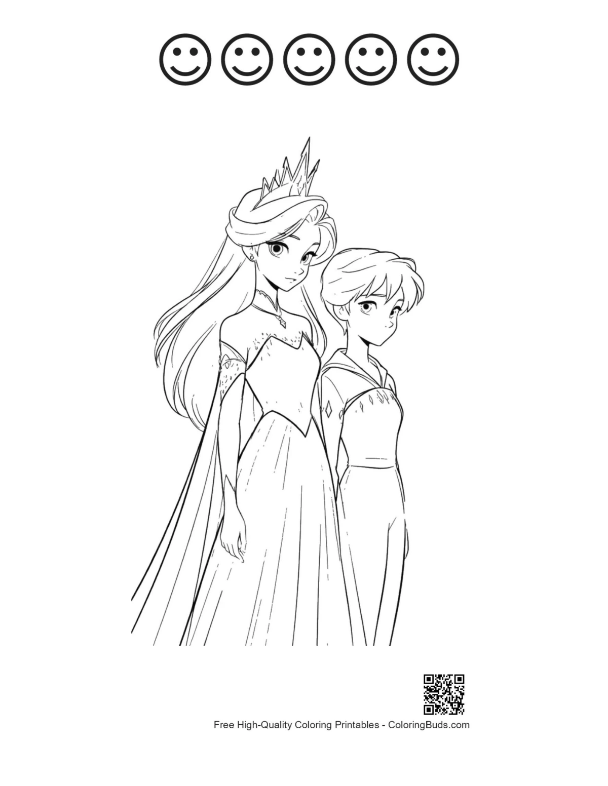 Ice Princess with happy face outlines
