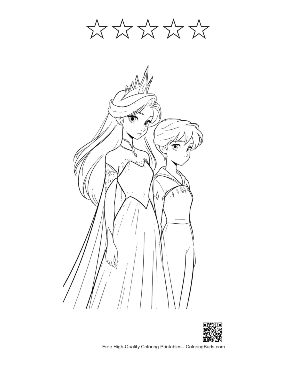 Ice Princess printable with star outlines