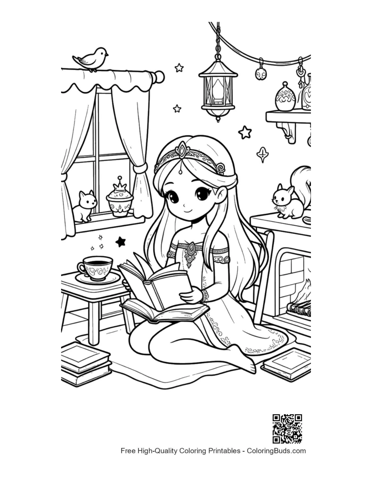 Free ice princess coloring page printable