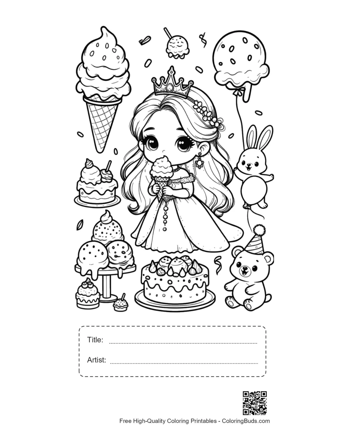 Ice princess frozen dessert printable with title box