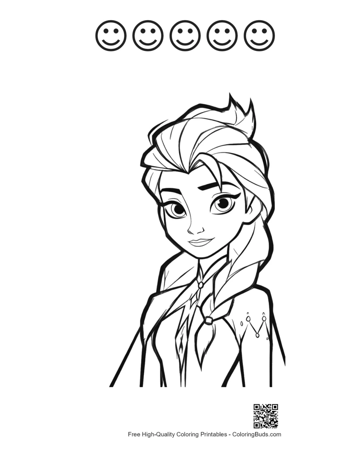 Ice Princess Elsa happy faces coloring printable
