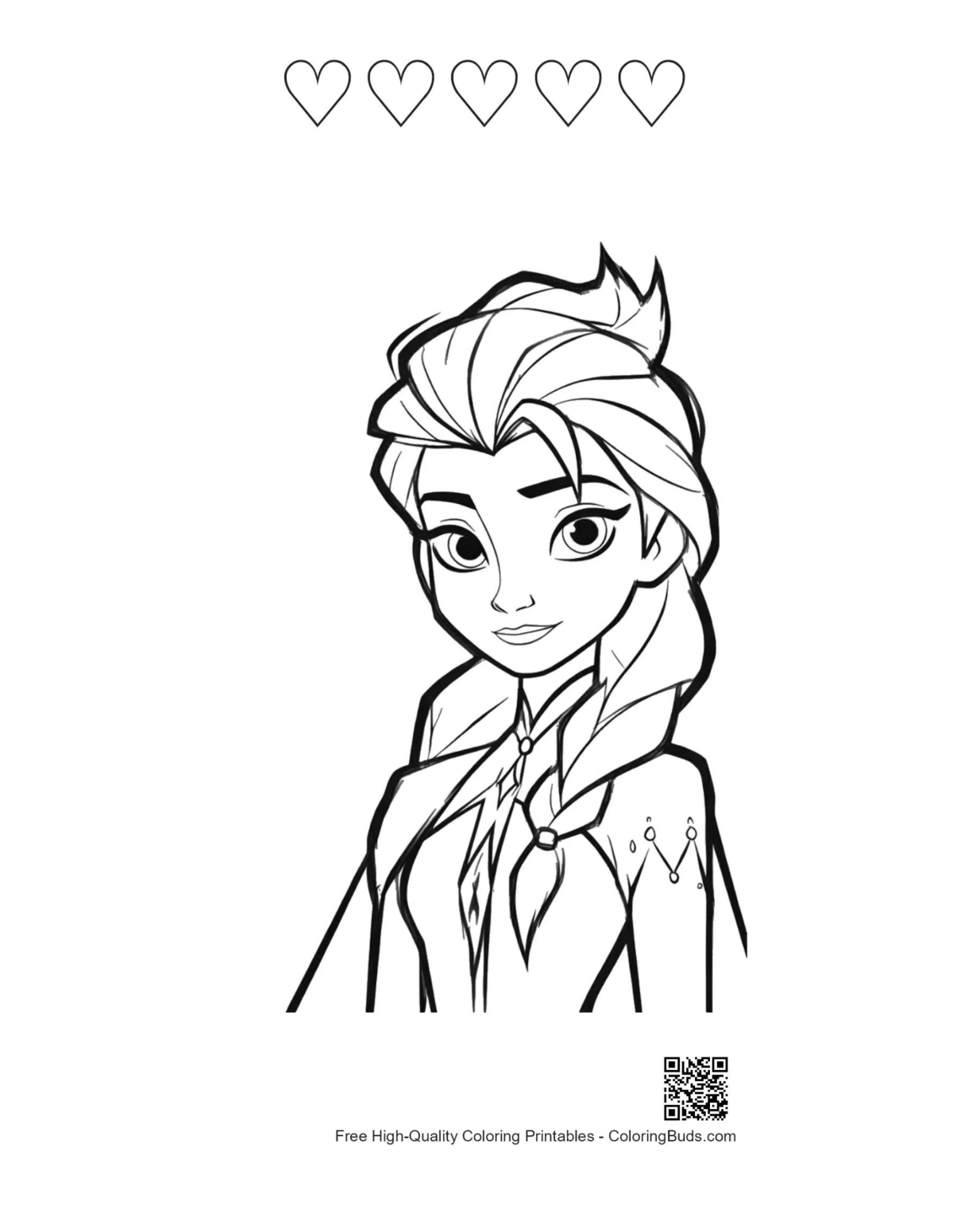 Ice Princess Elsa hearts coloring page printable