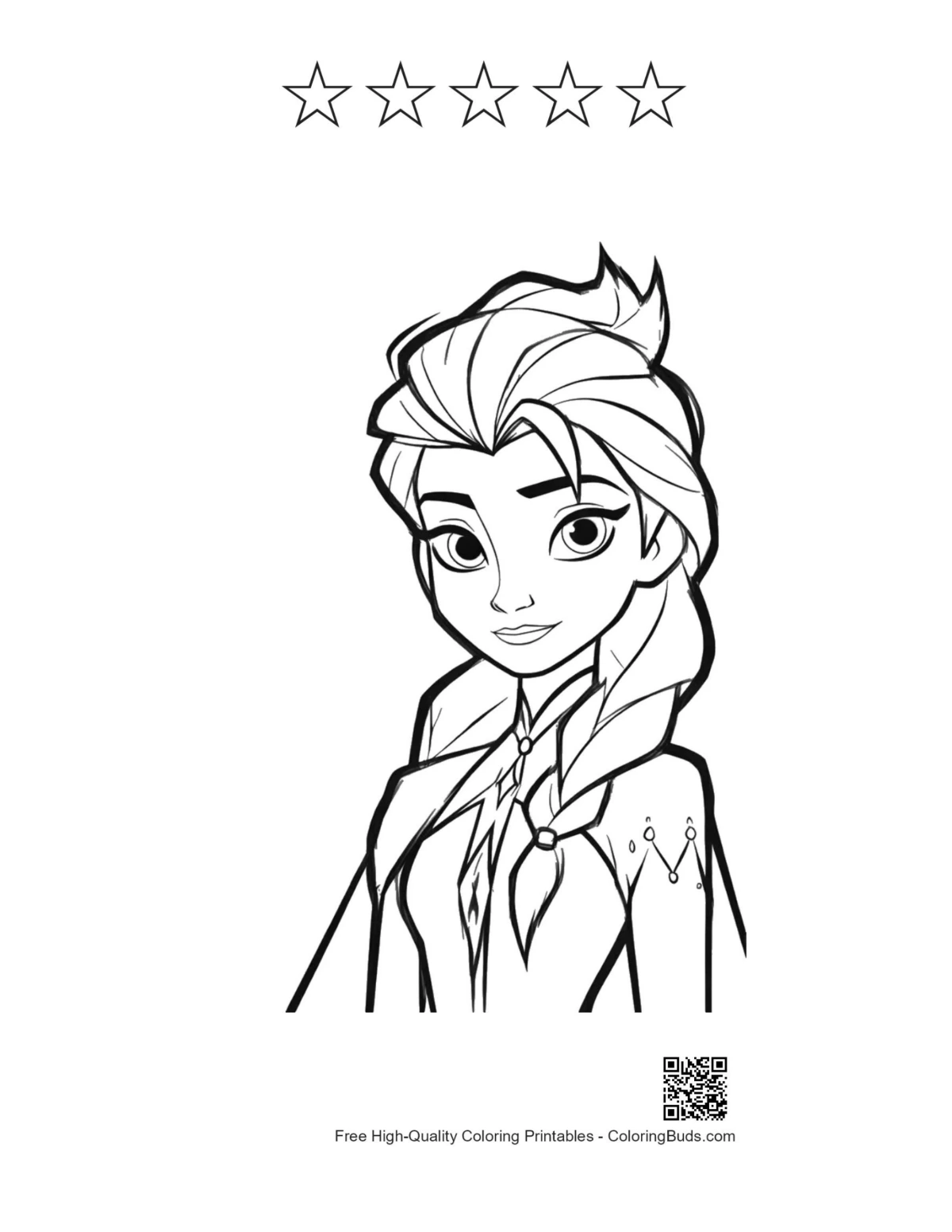 Ice Princess Elsa with 5 stars coloring page