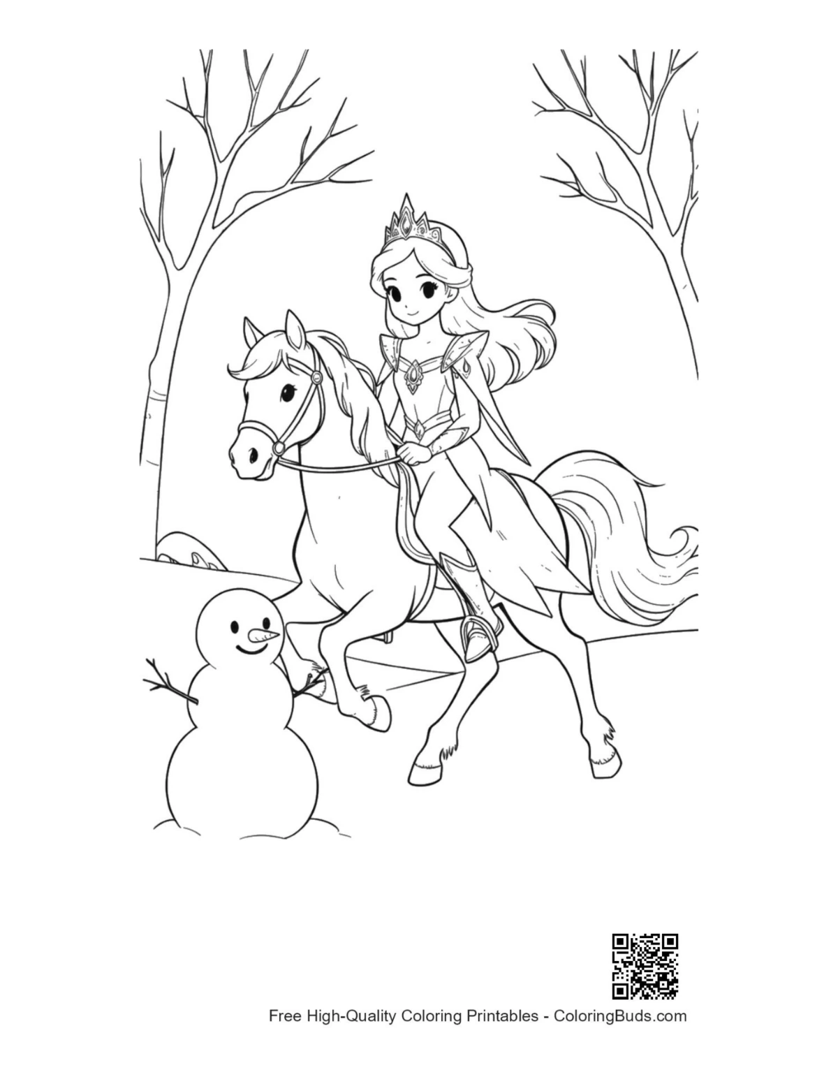 Printable ice princess coloring page for kids