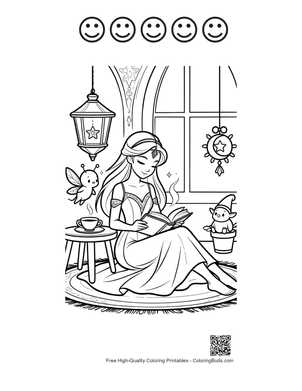 Ice princess printable 5 happy face outlines