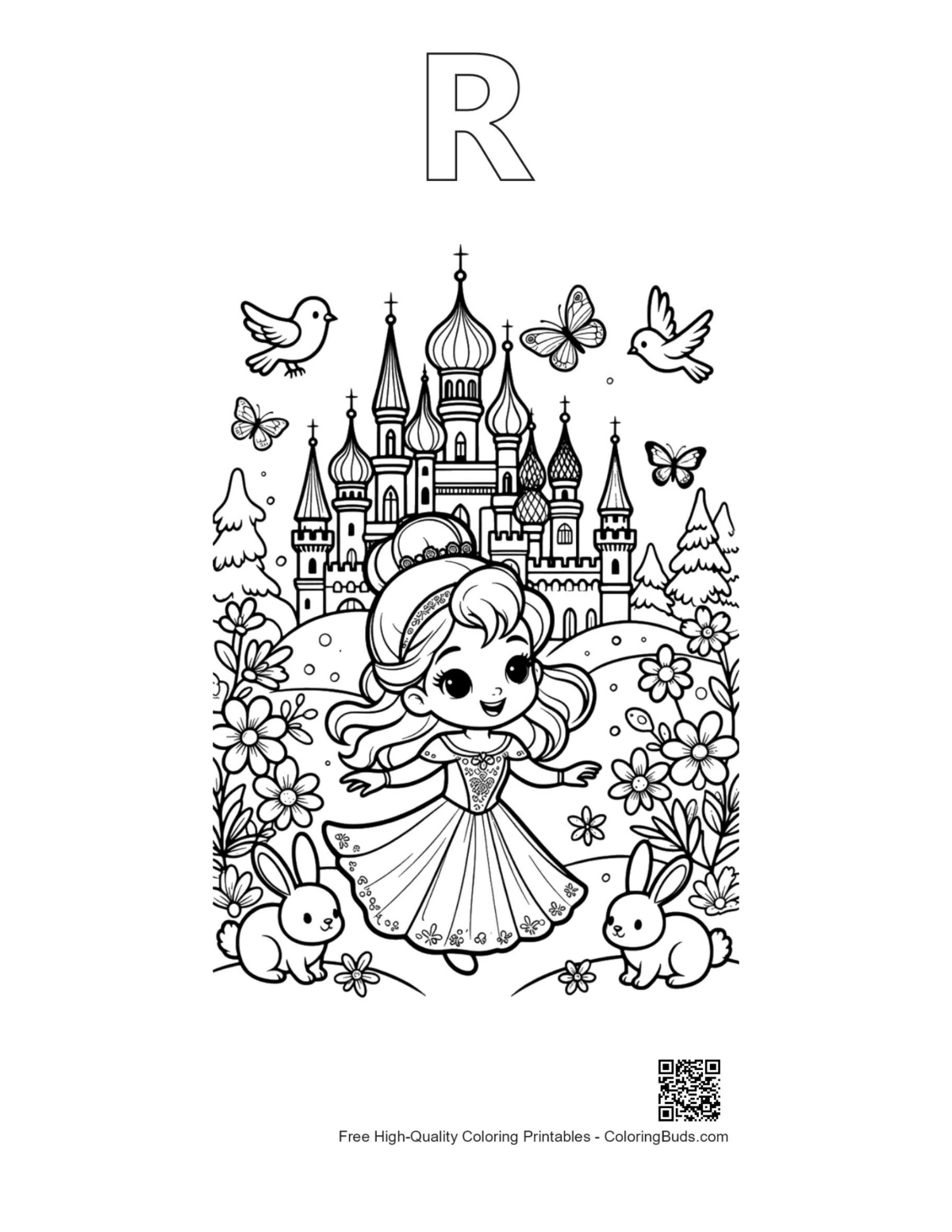 Ice princess snowflakes printable with alphabet R outline