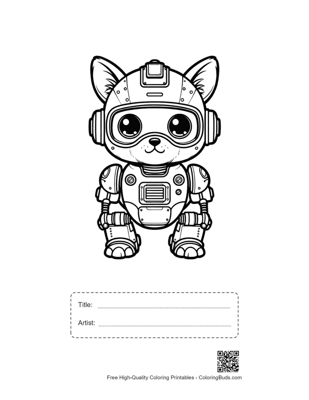 Retro robot printable with title artist box