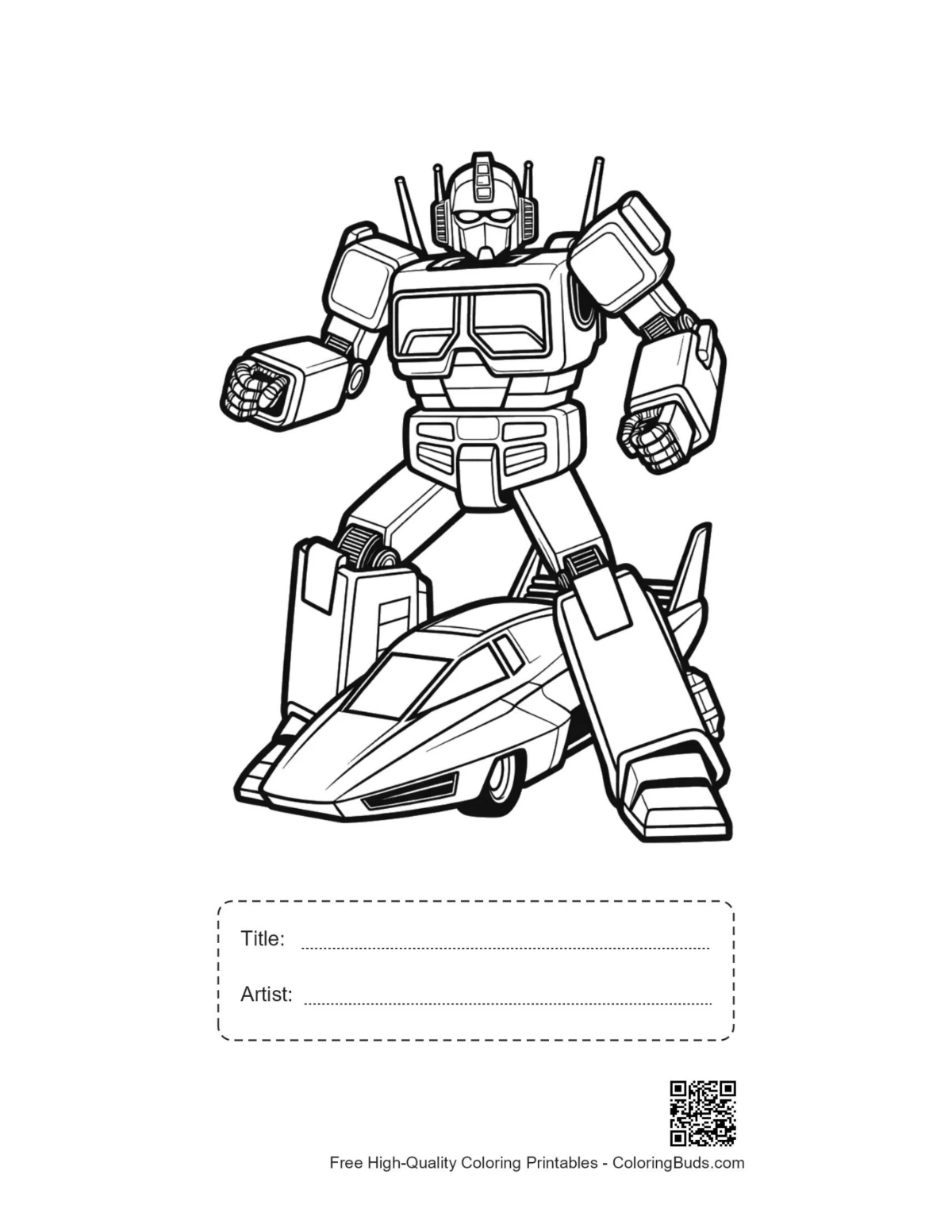 Hero robot printable with title artist box