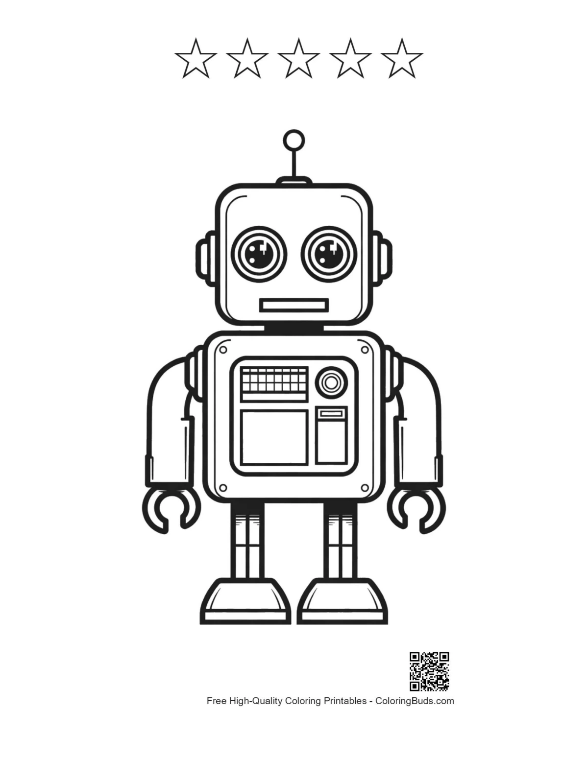 Retro robot with star outlines printable