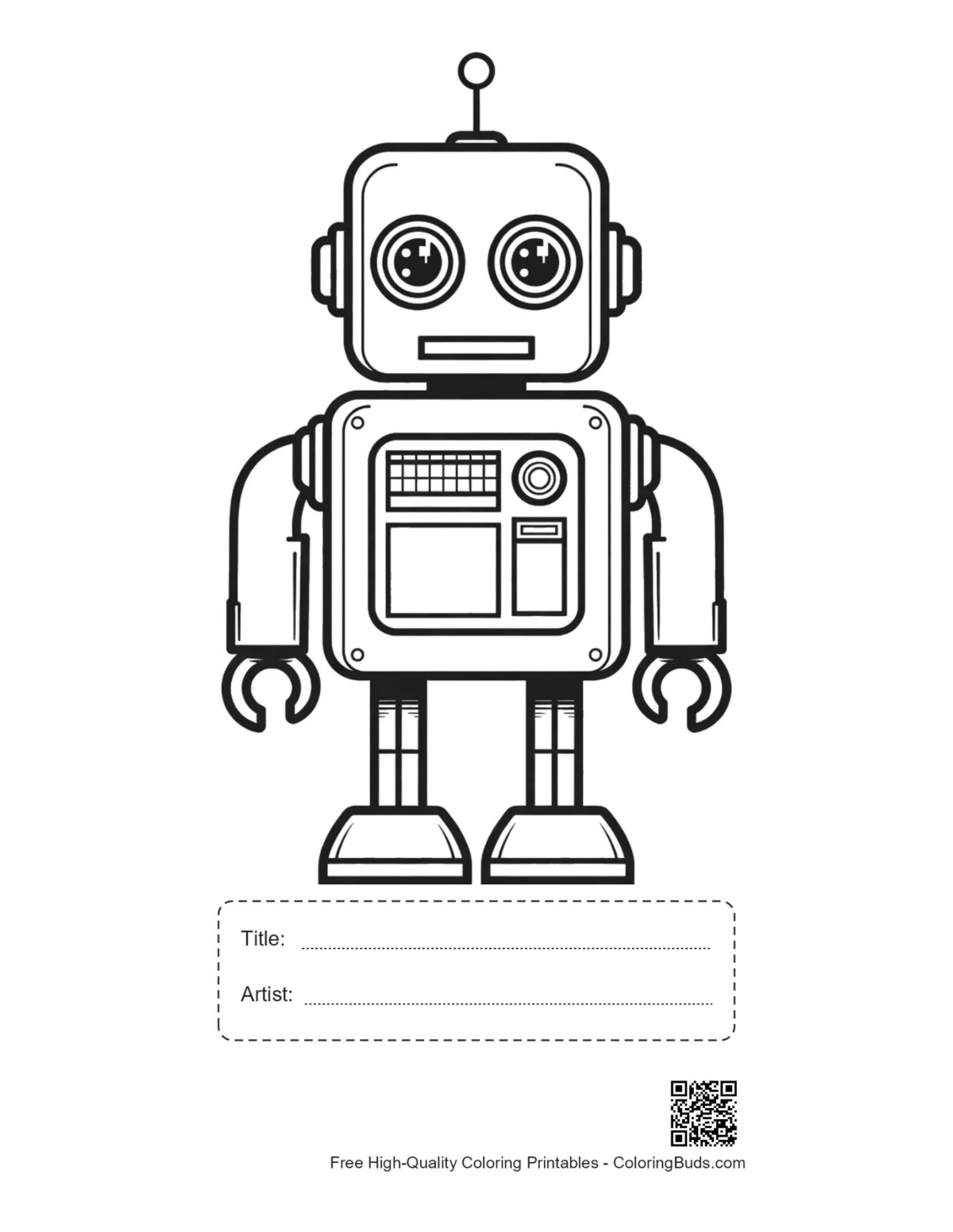 Retro robot printable with title box