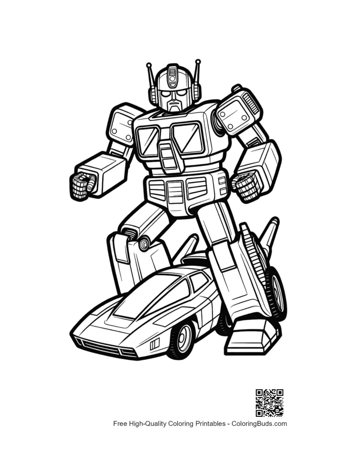 Retro robot printable coloring page for kids