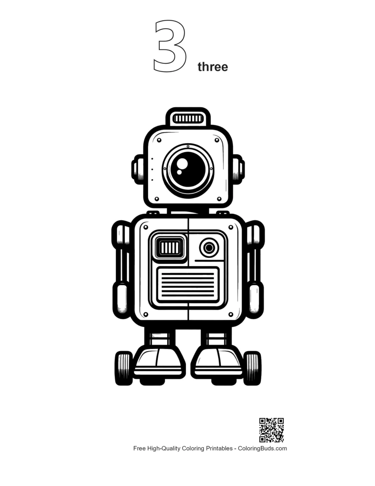Retro robot outline #3 coloring sheet