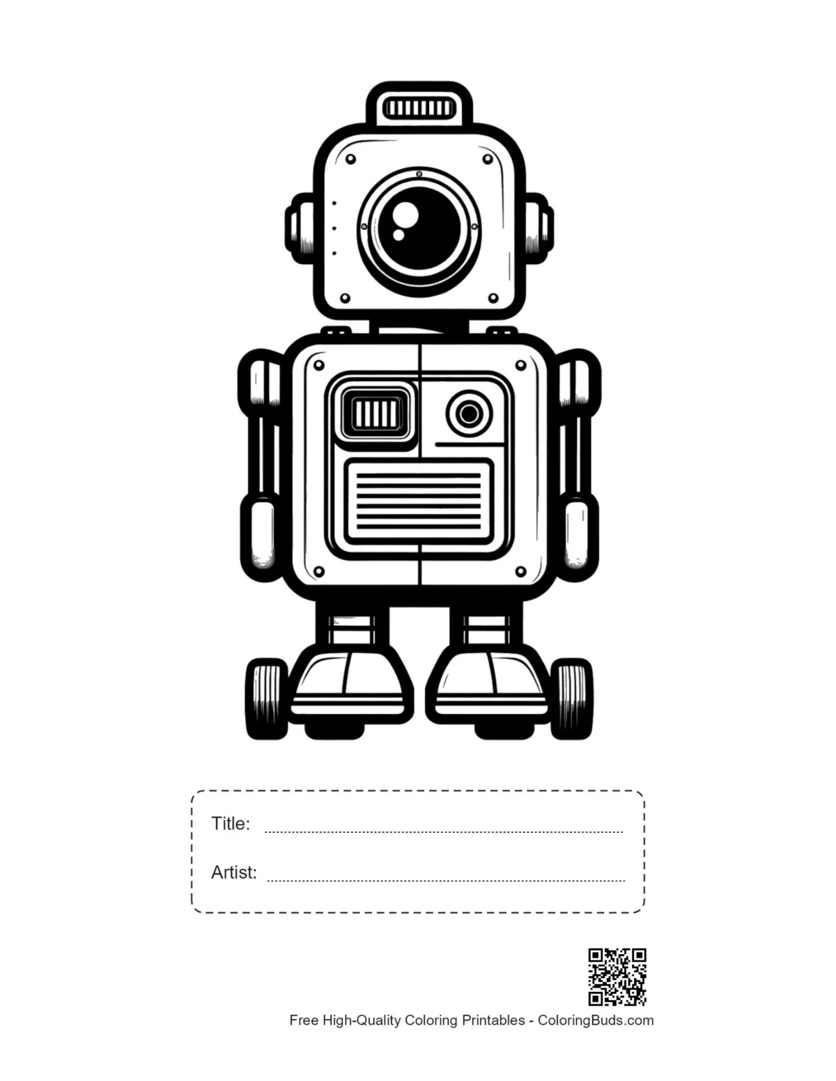 Retro robot printable with title box
