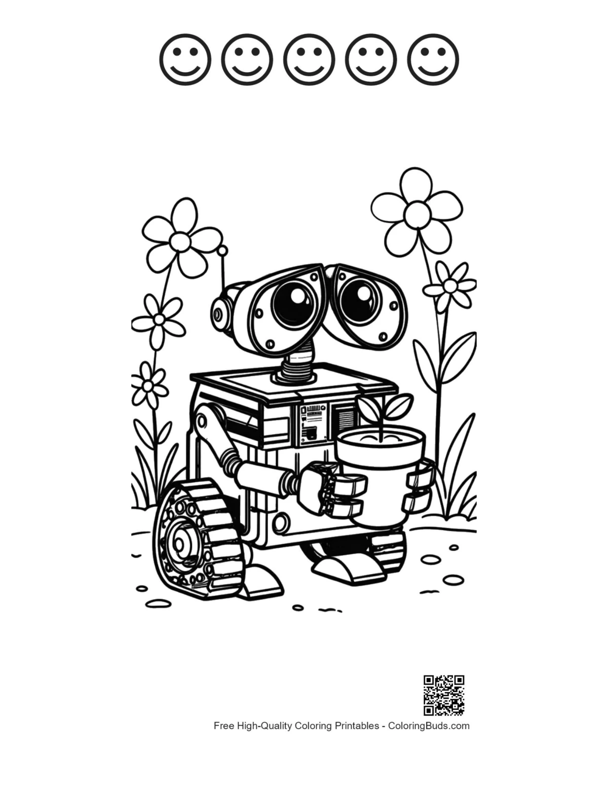 Retro robot page with happy faces