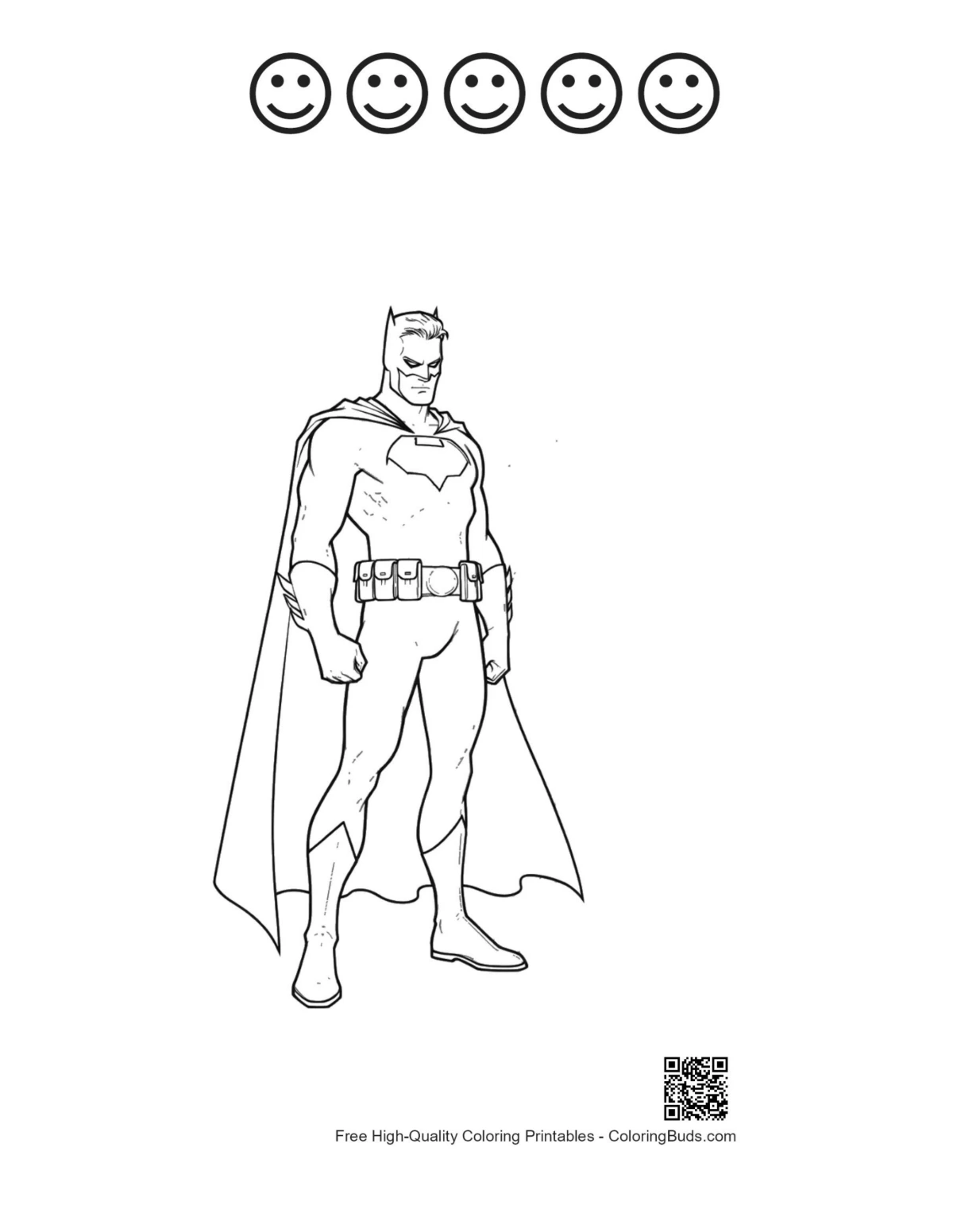 Batman printable with 5 happy faces