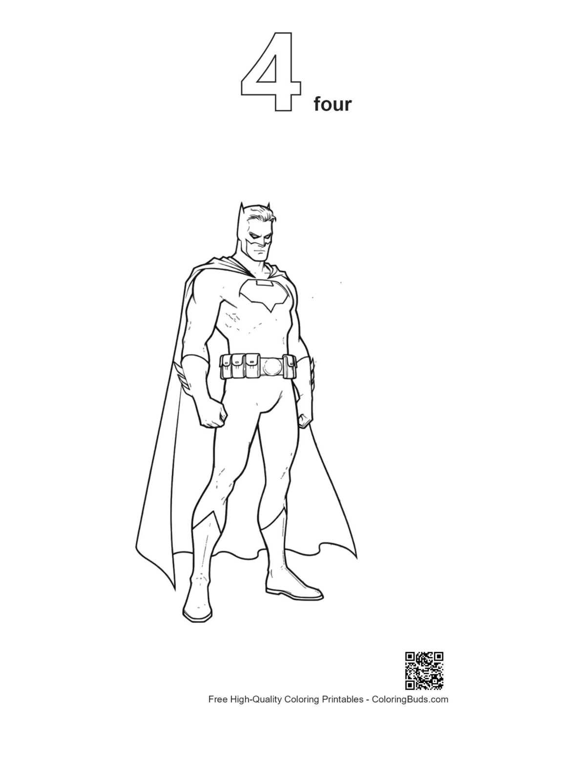 Batman printable outline number 4