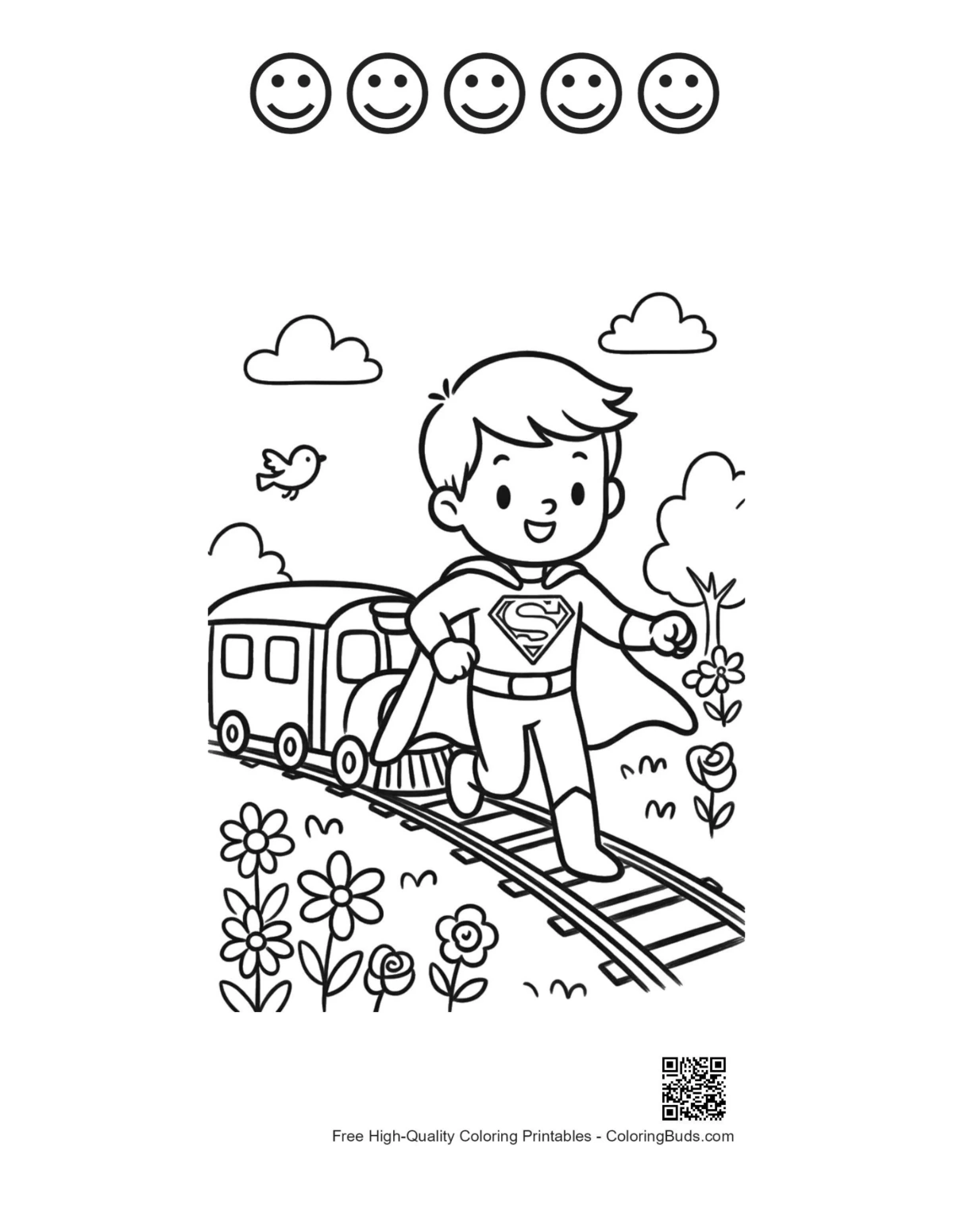 Printable caped hero with happy faces