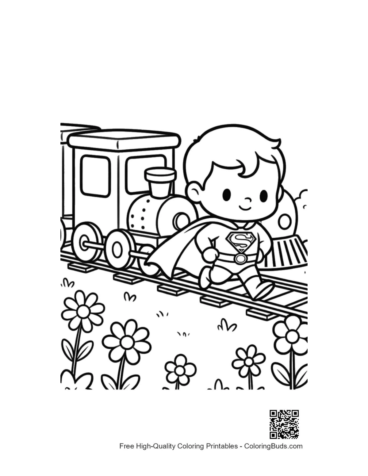 Caped hero printable coloring page outline