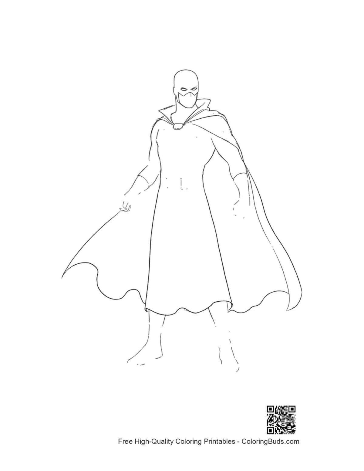 Caped Hero sketch coloring page