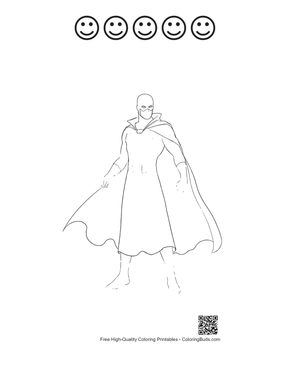 Caped Hero with happy faces outline sheet