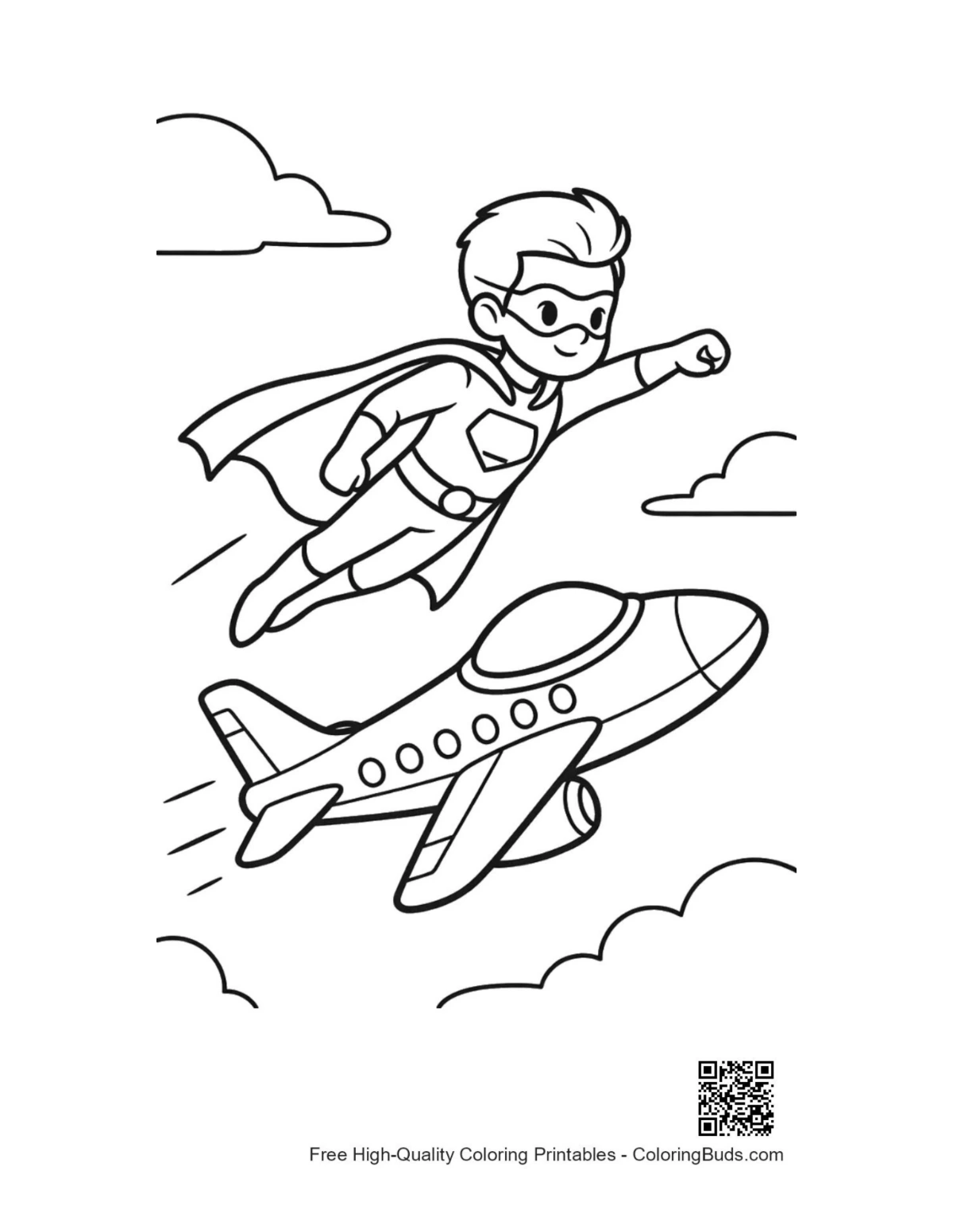 Free caped hero coloring sheet printable