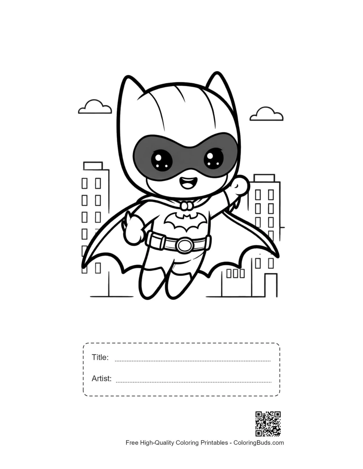 Masked superhero child printable with title artist box