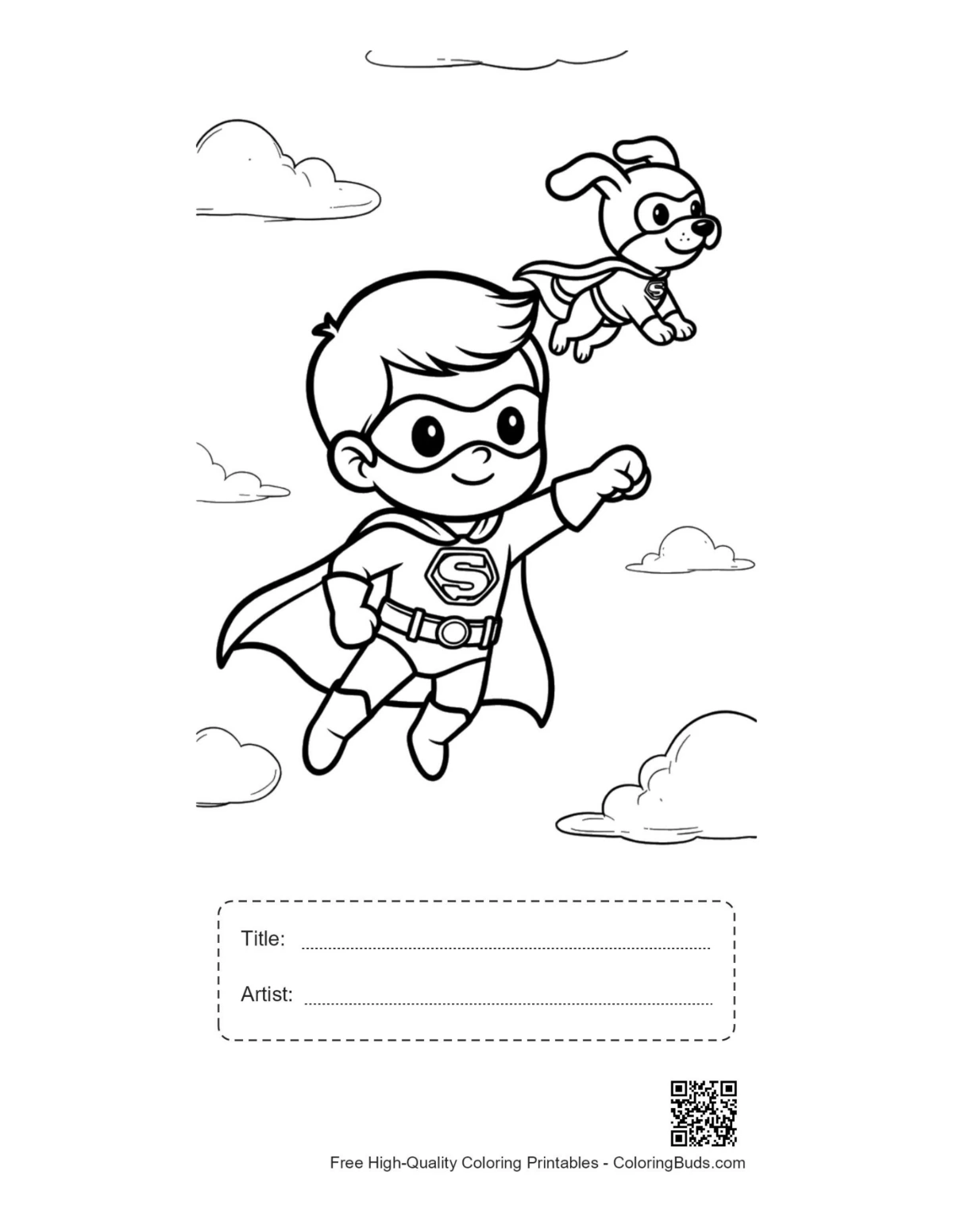 Super Boy dog mission printable with title artist box
