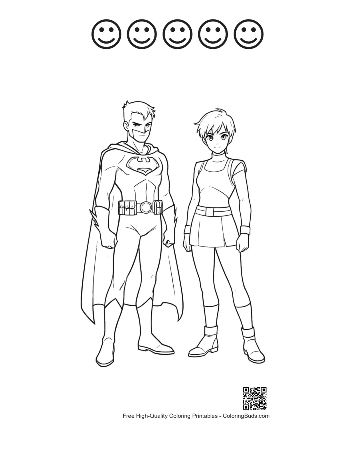 Superman Anime with happy faces printable sheet