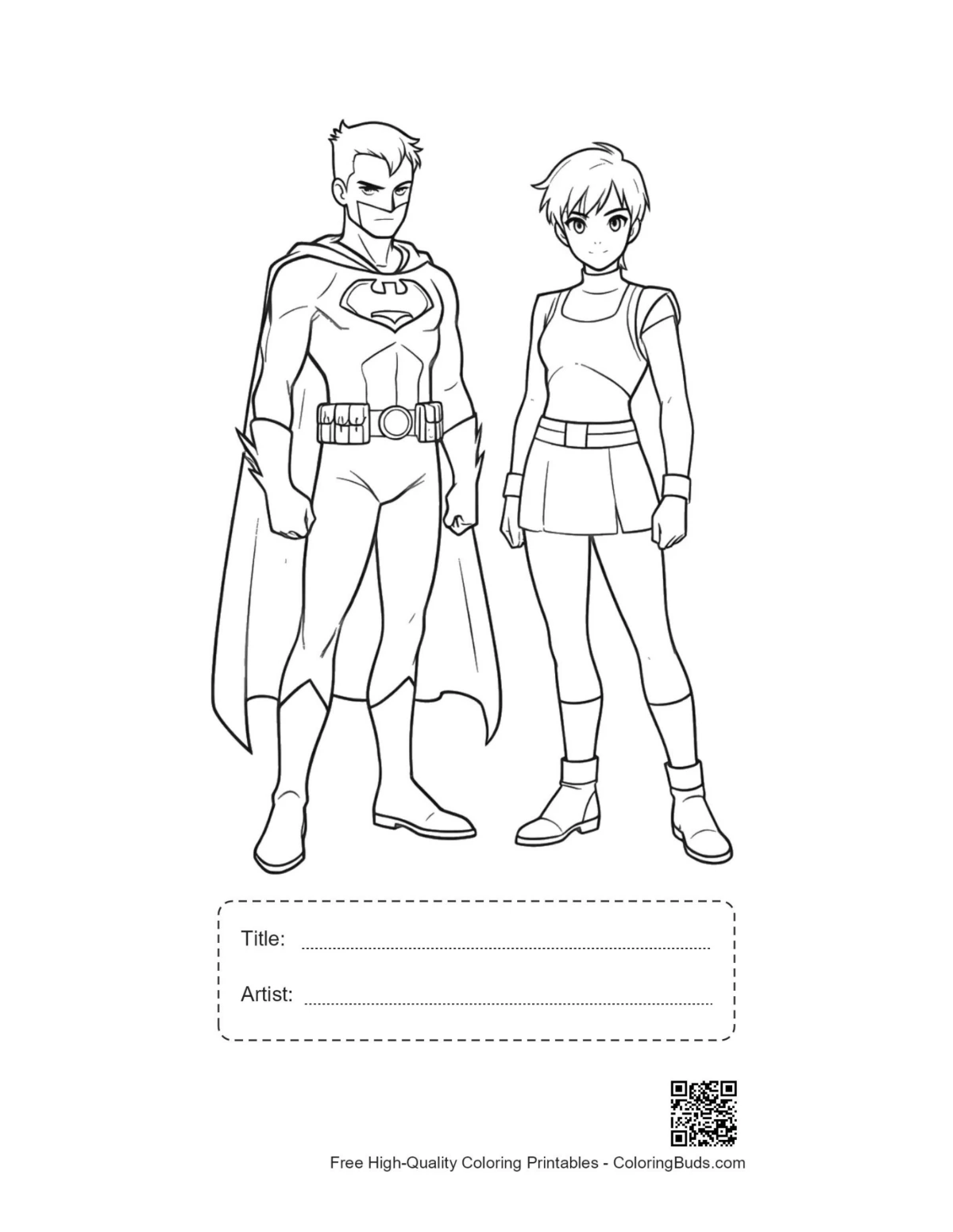 Printable Superman Anime Heroine with title box