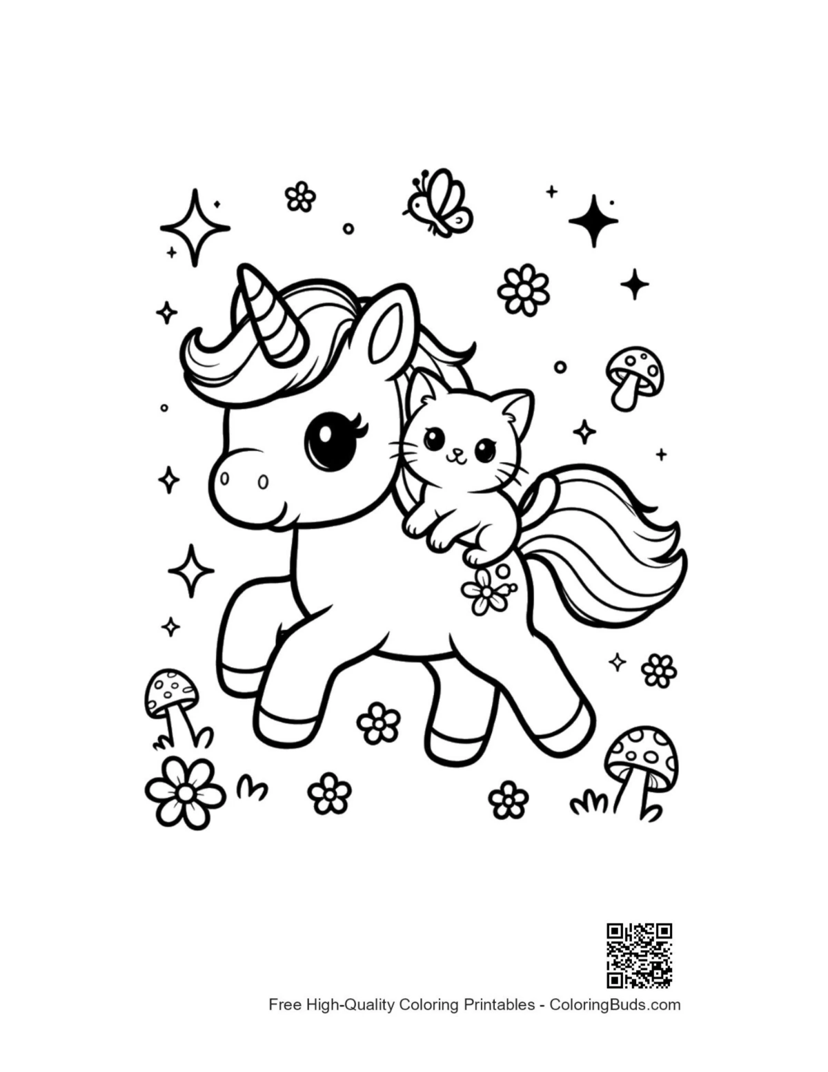 Cute kawaii unicorn printable download