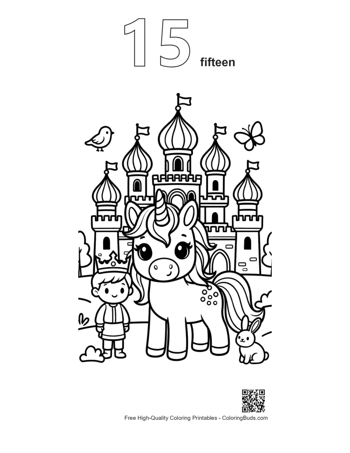 Kawaii unicorn printable outline number 15 design