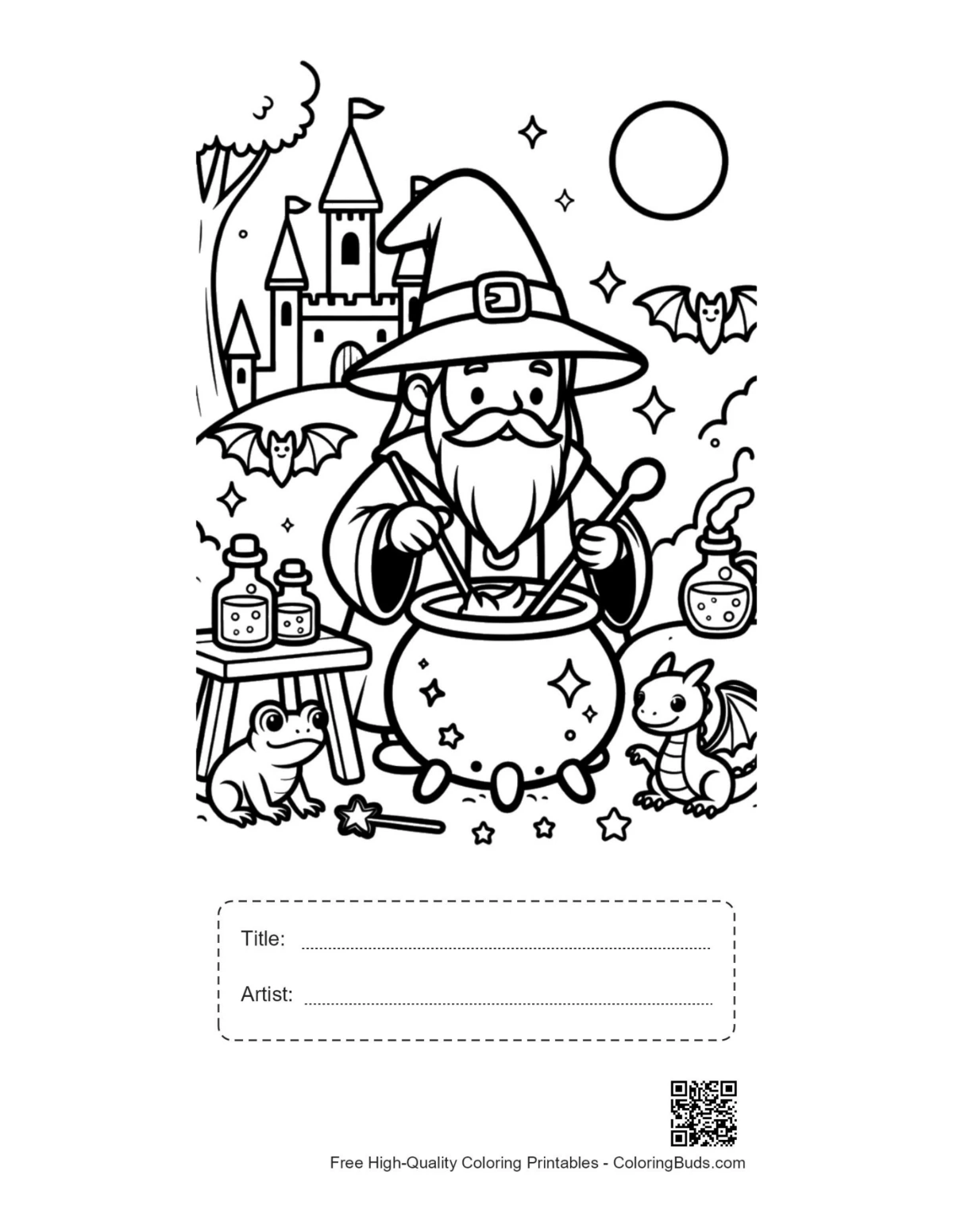 Wizard potion printable with title artist box