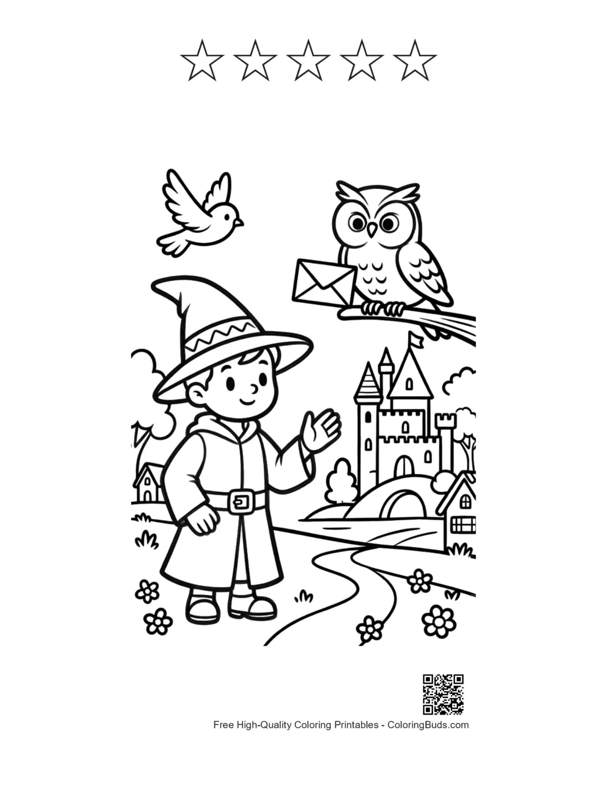 Wizard printable with 5 star outlines